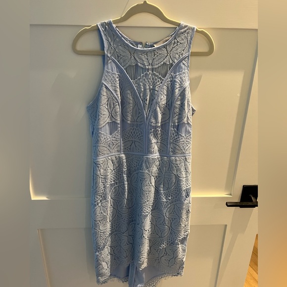 Powder blue lace dress with intricate detailed finishing - Picture 1 of 5